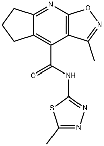 3-methyl-N-[(2E)-5-methyl-1,3,4-thiadiazol-2(3H)-ylidene]-6,7-dihydro-5H-cyclopenta[b][1,2]oxazolo[4,5-e]pyridine-4-carboxamide 구조식 이미지