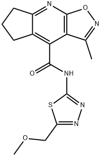 N-[(2E)-5-(methoxymethyl)-1,3,4-thiadiazol-2(3H)-ylidene]-3-methyl-6,7-dihydro-5H-cyclopenta[b][1,2]oxazolo[4,5-e]pyridine-4-carboxamide 구조식 이미지