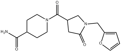 1-{[1-(furan-2-ylmethyl)-5-oxopyrrolidin-3-yl]carbonyl}piperidine-4-carboxamide 구조식 이미지
