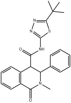 N-[(2Z)-5-tert-butyl-1,3,4-thiadiazol-2(3H)-ylidene]-2-methyl-1-oxo-3-phenyl-1,2,3,4-tetrahydroisoquinoline-4-carboxamide 구조식 이미지