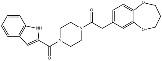 2-(3,4-dihydro-2H-1,5-benzodioxepin-7-yl)-1-[4-(1H-indol-2-ylcarbonyl)piperazin-1-yl]ethanone 구조식 이미지