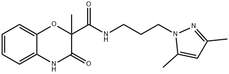 N-[3-(3,5-dimethyl-1H-pyrazol-1-yl)propyl]-3-hydroxy-2-methyl-2H-1,4-benzoxazine-2-carboxamide 구조식 이미지