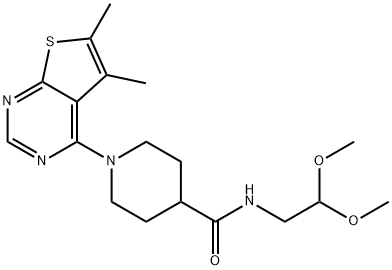 N-(2,2-dimethoxyethyl)-1-(5,6-dimethylthieno[2,3-d]pyrimidin-4-yl)piperidine-4-carboxamide 구조식 이미지