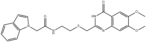 N-(2-{[(4-hydroxy-6,7-dimethoxyquinazolin-2-yl)methyl]sulfanyl}ethyl)-2-(1H-indol-1-yl)acetamide Structure