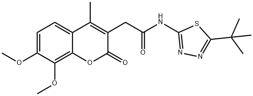 N-[(2E)-5-tert-butyl-1,3,4-thiadiazol-2(3H)-ylidene]-2-(7,8-dimethoxy-4-methyl-2-oxo-2H-chromen-3-yl)acetamide Structure