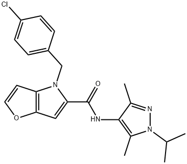 4-(4-chlorobenzyl)-N-[3,5-dimethyl-1-(propan-2-yl)-1H-pyrazol-4-yl]-4H-furo[3,2-b]pyrrole-5-carboxamide 구조식 이미지