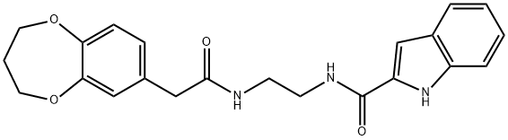 N-{2-[(3,4-dihydro-2H-1,5-benzodioxepin-7-ylacetyl)amino]ethyl}-1H-indole-2-carboxamide 구조식 이미지