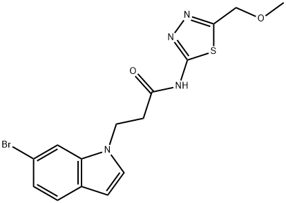 3-(6-bromo-1H-indol-1-yl)-N-[(2E)-5-(methoxymethyl)-1,3,4-thiadiazol-2(3H)-ylidene]propanamide 구조식 이미지