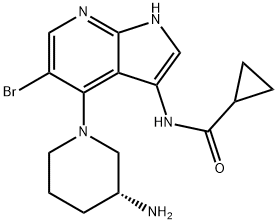 (R)-N-(4-(3-aminopiperidin-1-yl)-5-bromo-1H-pyrrolo[2,3-b]pyridin-3-yl)cyclopropanecarboxamide 구조식 이미지
