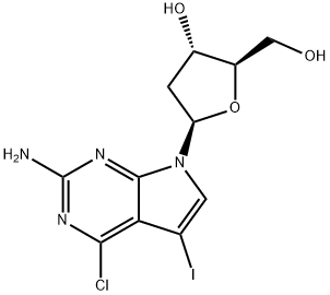 (2R,3S,5R)-5-(2-Amino-4-chloro-5-iodo-7H-pyrrolo[2,3-d]pyrimidin-7-yl)-2-(hydroxymethyl)tetrahydrofuran-3-ol Structure