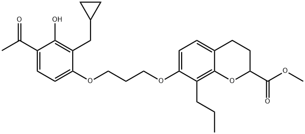 methyl 7-(3-(4-acetyl-2-(cyclopropylmethyl)-3-hydroxyphenoxy)propoxy)-8-propylchroman-2-carboxylate(WXG00449) Structure