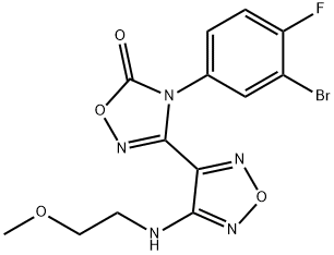 1,2,4-Oxadiazol-5(4H)-one, 4-(3-bromo-4-fluorophenyl)-3-[4-[(2-methoxyethyl)amino]-1,2,5-oxadiazol-3-yl]- 구조식 이미지