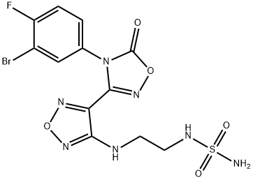 Sulfamide,N-[2-[[4-[4-(3-bromo-4-fluorophenyl)-4,5-dihydro-5-oxo-1,2,4-oxadiazol-3-yl]-1,2,5-oxadiazol-3-yl]amino]ethyl]- 구조식 이미지