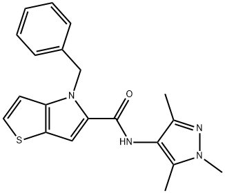4-benzyl-N-(1,3,5-trimethyl-1H-pyrazol-4-yl)-4H-thieno[3,2-b]pyrrole-5-carboxamide 구조식 이미지
