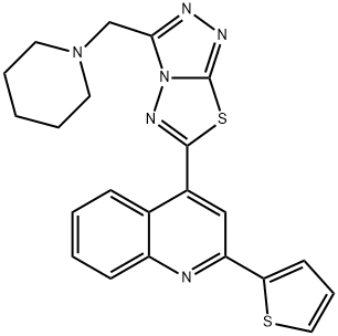 4-[3-(1-piperidinylmethyl)[1,2,4]triazolo[3,4-b][1,3,4]thiadiazol-6-yl]-2-(2-thienyl)quinoline Structure