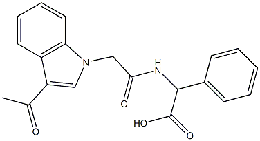 (2R)-{[(3-acetyl-1H-indol-1-yl)acetyl]amino}(phenyl)ethanoic acid Structure