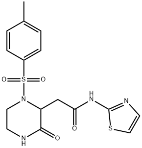 2-{1-[(4-methylphenyl)sulfonyl]-3-oxopiperazin-2-yl}-N-(1,3-thiazol-2-yl)acetamide Structure