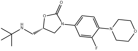 (S)-5-((Tert-butylamino)methyl)-3-(3-fluoro-4-morpholinophenyl)oxazolidin-2-one 구조식 이미지