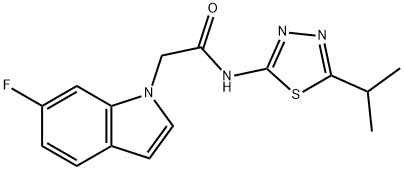 2-(6-fluoro-1H-indol-1-yl)-N-[(2E)-5-(propan-2-yl)-1,3,4-thiadiazol-2(3H)-ylidene]acetamide Structure