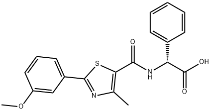 (2R)-({[2-(3-methoxyphenyl)-4-methyl-1,3-thiazol-5-yl]carbonyl}amino)(phenyl)ethanoic acid Structure