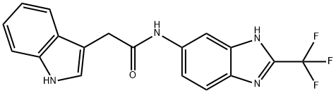 2-(1H-indol-3-yl)-N-[2-(trifluoromethyl)-1H-benzimidazol-5-yl]acetamide 구조식 이미지