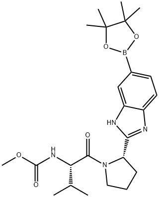 methyl((S)-3-methyl-1-oxo-1-((S)-2-(6-(4,4,5,5-tetramethyl-1,3,2-dioxaborolan-2-yl)-1H-benzo[d]imidazol-2-yl)pyrrolidin-1-yl)butan-2-yl)carbamate Structure