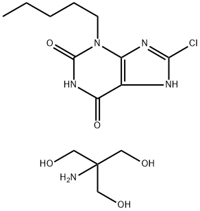 8-chloro-3-pentyl-3,7-dihydro-1H-purine-2,6-dione tris(hydroxylmethyl)aminomethane salt Structure