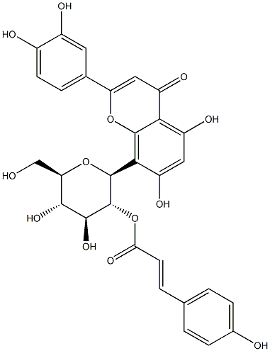 2-(3,4-Dihydroxyphenyl)-5,7-dihydroxy-8-[2-O-[(2E)-3-(4-hydroxyphenyl)-1-oxo-2-propen-1-yl]-beta-D-glucopyranosyl]-4H-1-benzopyran-4-one Structure