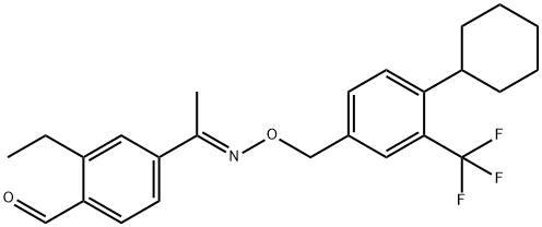 Benzaldehyde, 4-[(1E)-1-[[[4-cyclohexyl-3-(trifluoromethyl)phenyl]methoxy]imino]ethyl]-2-ethyl- 구조식 이미지