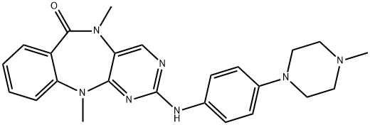 5,11-dimethyl-2-((4-(4-methylpiperazin-1-yl)phenyl)amino)-5H-benzo[e]pyrimido[5,4-b][1,4]diazepin-6(11H)-one Structure