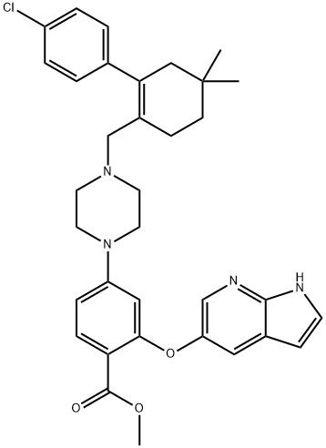 Methyl 2-[(1H-pyrrolo[2,3-b]pyridin-5-yl)oxy]-4-[4-[[2-(4-chlorophenyl)-4,4-dimethylcyclohex-1-enyl]methyl]piperazin-1-yl]benzoate 구조식 이미지