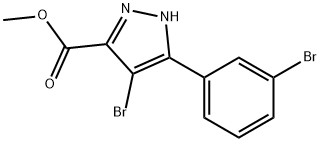 4-bromo-5-(3-bromophenyl)-1H-Pyrazole-3-Carbocylic acid methyl ester 구조식 이미지