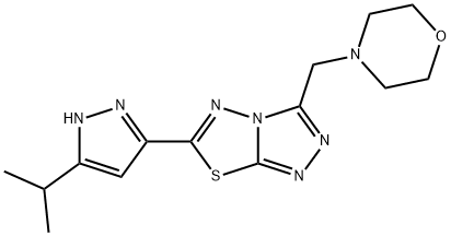 3-(morpholin-4-ylmethyl)-6-[5-(propan-2-yl)-1H-pyrazol-3-yl][1,2,4]triazolo[3,4-b][1,3,4]thiadiazole 구조식 이미지