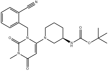 2-[[6-[(3R)-3-tert-butoxycarbonylamino-1-piperidinyl]-3,4-dihydro-2,4-dioxo-3-methyl-1(2H)-pyrimidinyl]methyl]benzonitrile Structure