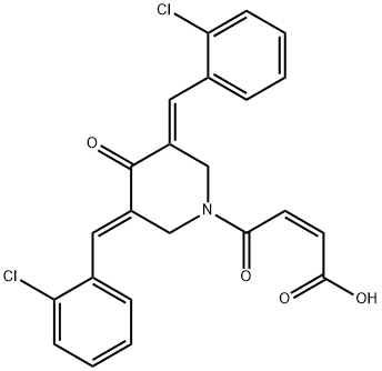 4-[3,5-Bis[(2-chlorophenyl)methylene]-4-oxo-1-piperidinyl]-4-oxo-2-butenoic acid 구조식 이미지