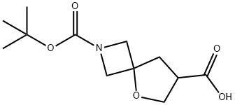 2-(tert-Butoxycarbonyl)-5-oxa-2-azaspiro[3.4]octane-7-carboxylic acid 구조식 이미지