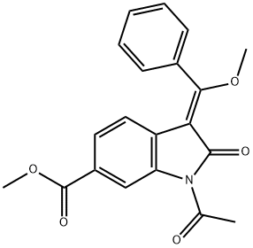 (Z)-1-acetyl-3-(methoxy-phenyl-methylene)-2-oxo-2,3-dihydro-1H-indole-6-carboxylic acid methyl ester Structure