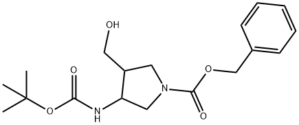 3-(N-tert-butoxycarbonyl)amino-4-hydroxymethyl-N-benzyloxycarbonylpyrrolidine 구조식 이미지