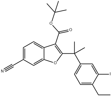 tert-butyl 6-cyano-2-(2-(4-ethyl-3-iodophenyl)propan-2-yl)-1H-indole-3-carboxylate Structure