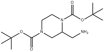 1,4-di-tert-butyl 2-(aminomethyl)piperazine-1,4-dicarboxylate 구조식 이미지
