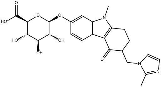 2,3,4,9-Tetrahydro-9-methyl-3-[(2-methyl-1H-imidazol-1-yl)methyl]-4-oxo-1H-carbazol-7-yl beta-D-glucopyranosiduronic acid 구조식 이미지