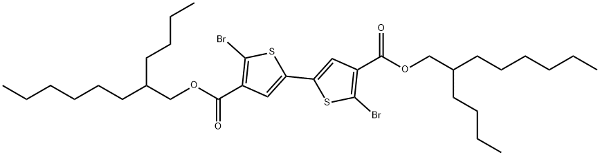 5,5'-Dibromo-[2,2']-bithiophenyl-4,4'-dicarboxylic acid bis-(2-butyl-octyl) ester 구조식 이미지