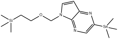 5-((2-(trimethylsilyl)ethoxy)methyl)-2-(trimethylstannyl)-5H-pyrrolo[2,3-b]pyrazine 구조식 이미지
