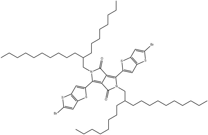 3,6-bis(5-bromothieno[3,2-b]thiophen-2-yl)-2,5-bis(2-octyldodecyl)pyrrolo[3,4-c]pyrrole-1,4(2H,5H)-dione Structure
