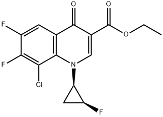 3-Quinolinecarboxylic acid, 8-chloro-6,7-difluoro-1-(2-fluorocyclopropyl)-1,4-dihydro-4-oxo-,ethyl ester 구조식 이미지