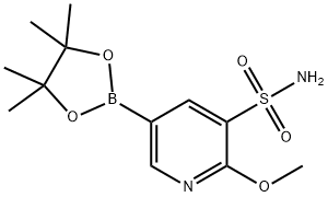 2-methoxy-5-(4,4,5,5-tetramethyl-1,3,2-dioxaborolan-2-yl)pyridine-3-sulfonamide 구조식 이미지