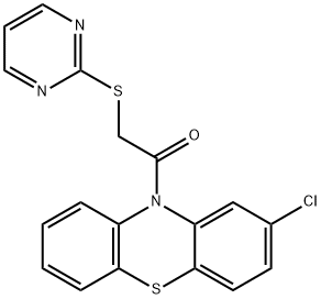 1-(2-chloro-10H-phenothiazin-10-yl)-2-(pyrimidin-2-ylsulfanyl)ethanone Structure