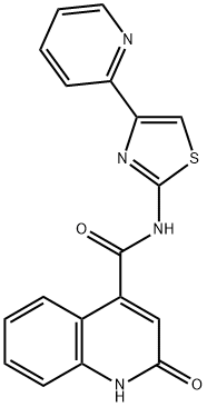 2-hydroxy-N-[4-(pyridin-2-yl)-1,3-thiazol-2-yl]quinoline-4-carboxamide 구조식 이미지