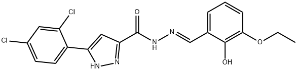 3-(2,4-dichlorophenyl)-N'-[(E)-(3-ethoxy-2-hydroxyphenyl)methylidene]-1H-pyrazole-5-carbohydrazide Structure