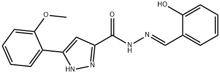 N'-[(E)-(2-hydroxyphenyl)methylidene]-3-(2-methoxyphenyl)-1H-pyrazole-5-carbohydrazide 구조식 이미지